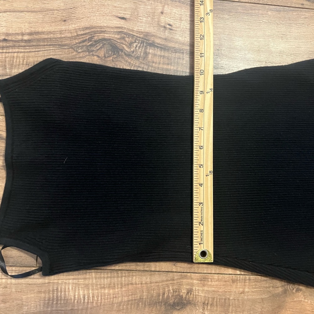 Abercrombie & Fitch Black Ribbed Asymmetrical Strappy Maxi Dress Small Tall - Picture 6 of 12